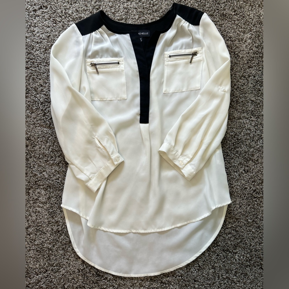 My Michelle Zip Pocket Career Work Blouse